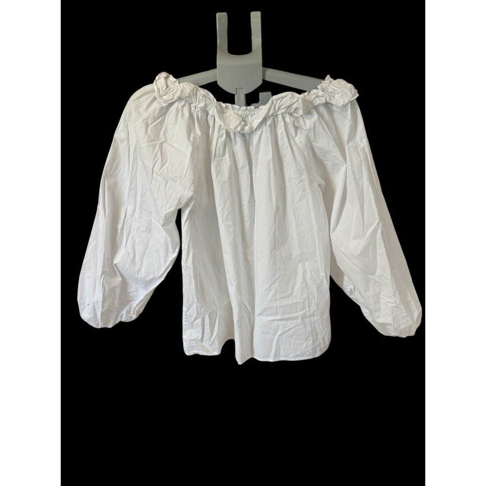 Hill House Lena Top Womens Small White Off Shoulder Ruffle Trim Boho Cotton EUC - Picture 6 of 8